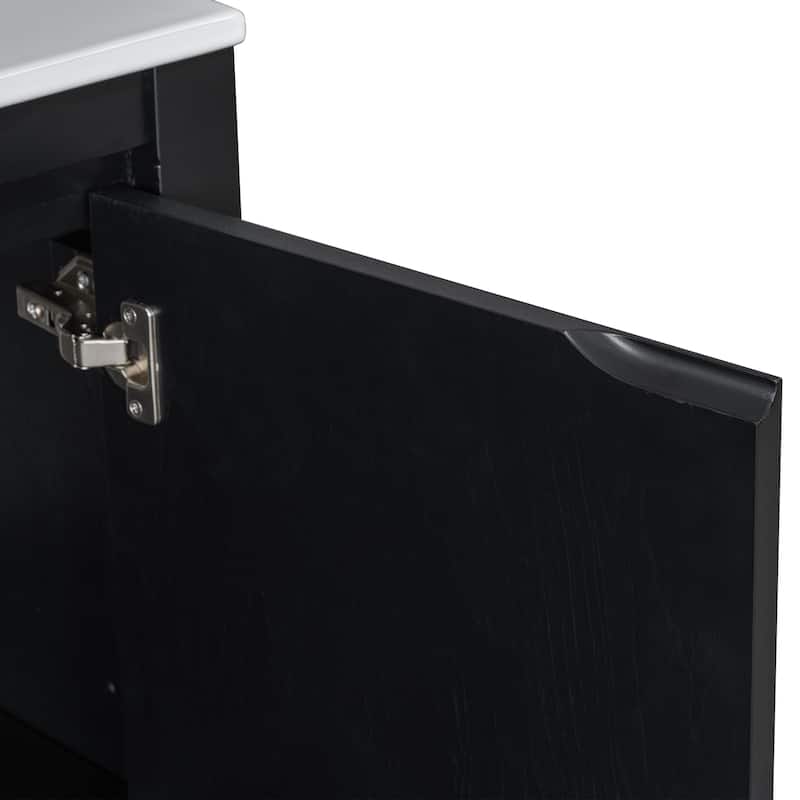 GDFStudio - Elysia Wood & Ceramic Bathroom Vanity with Sink & Storage Cabinet Organizer