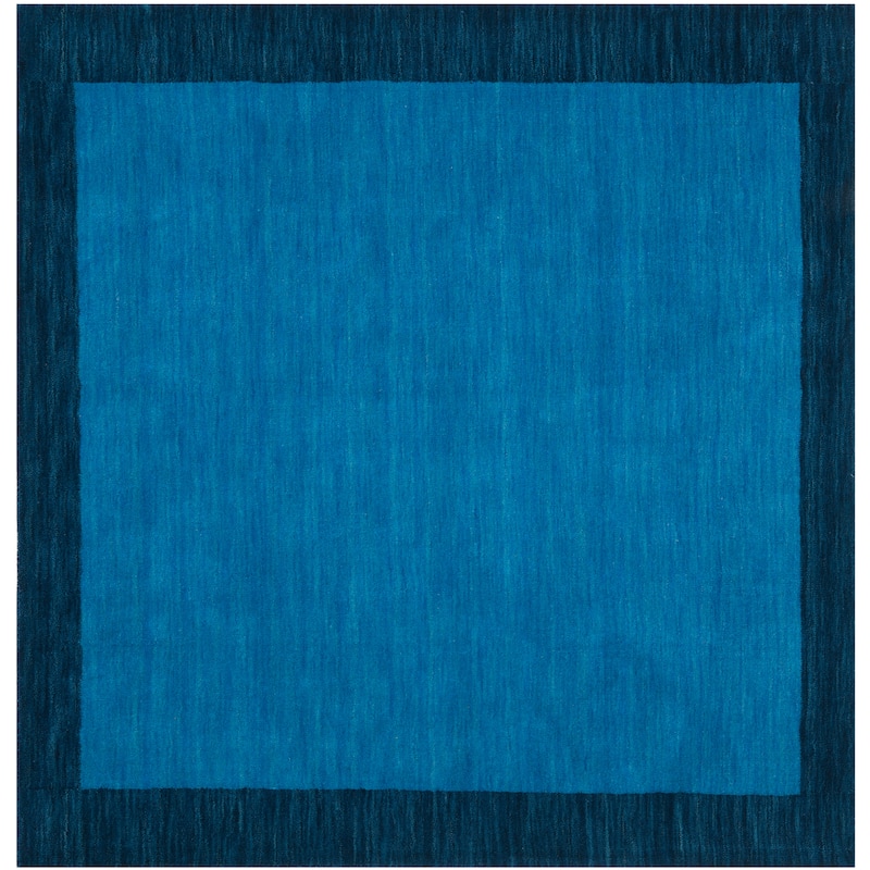 SAFAVIEH Handmade Himalaya Asrin Modern Wool Rug - 6' Square - Light Blue/Dark Blue