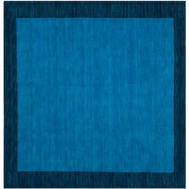 SAFAVIEH Handmade Himalaya Wool Gabbeh Rug - 6' x 6' Square - Light Blue/Dark Blue