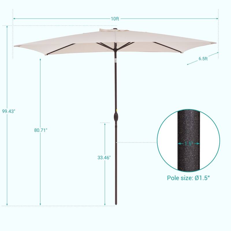 Bonosuki 10 x 6.5ft Patio Rectangular Umbrella with Tilt and Crank