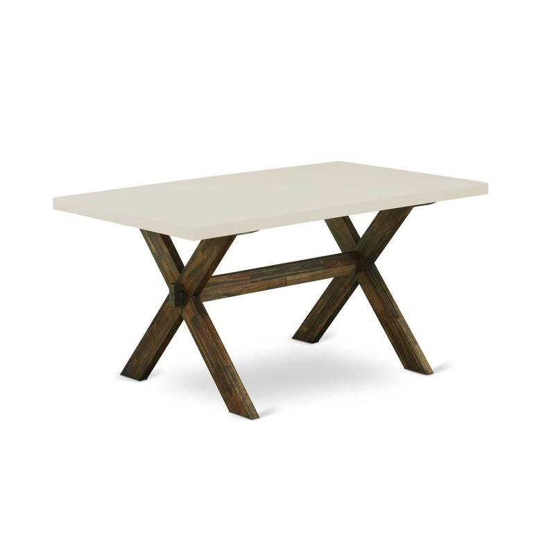 HomeStock 5-Piece Distressed Jacobean Finish Solid Wood Top Dining Table with 4 Parson Chair