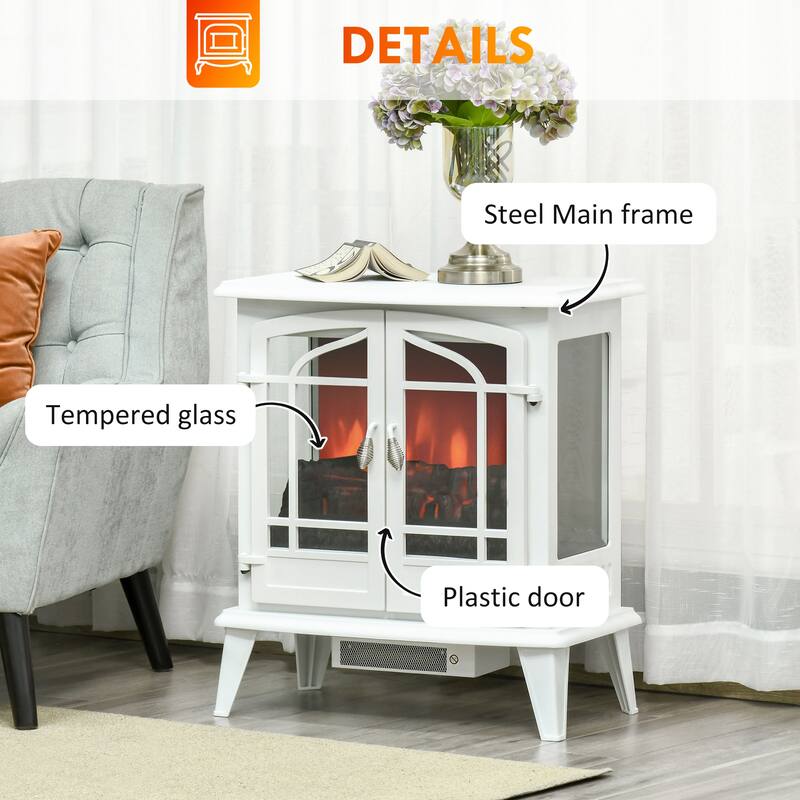 29" Electric Fireplace Heater, Freestanding Stove with Realistic LED Log Flames and Overheating Safety Protection, 1400W