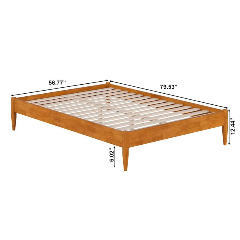Platform Bed Frame - Full Size, Light Toffee - Solid Wood, No Box Spring Needed, Underbed Storage