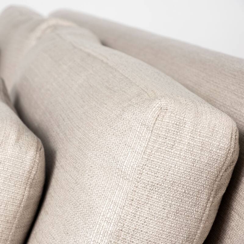 Denly Beige Fabric Slipcover w/ Double Stacked Back Cushions Sofa - 92.5"W x 38.2"D x 34.5"H