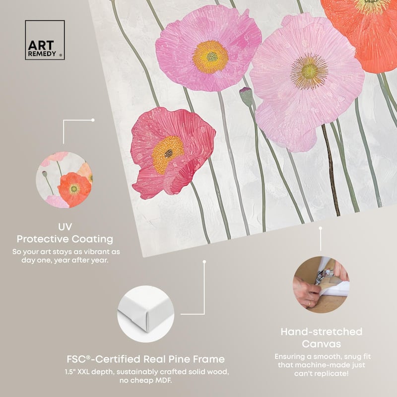 Sunset Poppy Chorus I Canvas by Art Remedy, Gallery Wrapped