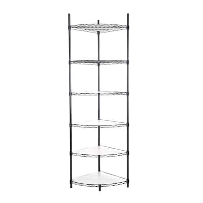 6 Tier Adjustable Metal Heavy Duty Free Standing Corner Storage Display Chrome Rack ﻿