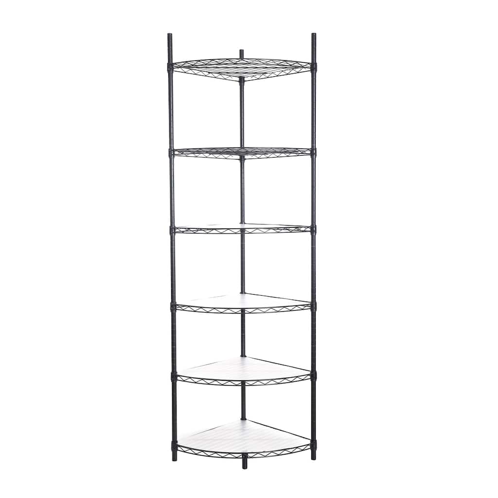 6 Tier Adjustable Metal Heavy Duty Free Standing Corner Storage Display Chrome Rack ﻿
