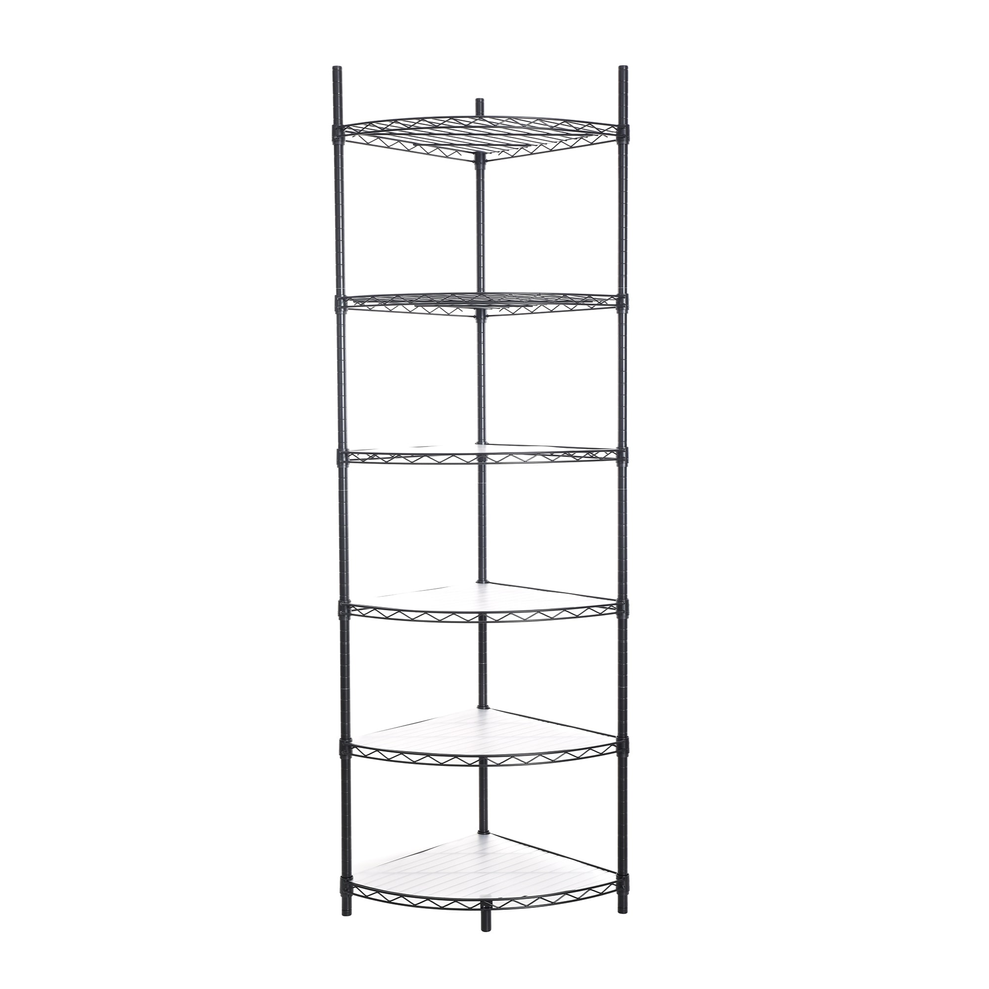 6 Tier Shelf Corner Wire Shelf Rack Adjustable Metal Heavy Duty Free Standing Corner Storage Display Chrome Rack