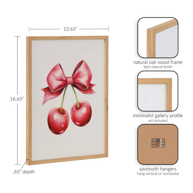 Kate and Laurel Gallery Coquette Preppy Retro Girly Red Pink Bow Cherries Print by The Creative Bunch Studio