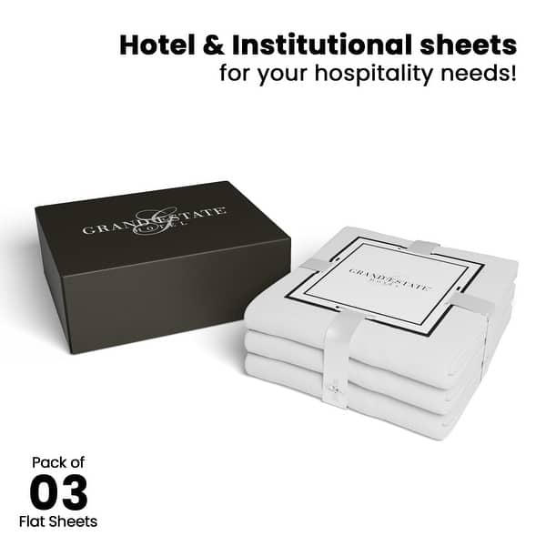 Grand Estate Hotel 100% Cotton 265 TC Super-Soft Flat Sheet Set, White