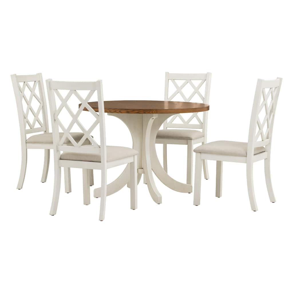 Characteristic Round Table with Four Chairs, Dining Table and Chairs Set for Apartment, Breakfast Nook