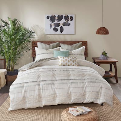 INK+IVY Nea Cotton Printed Comforter Set with Trims