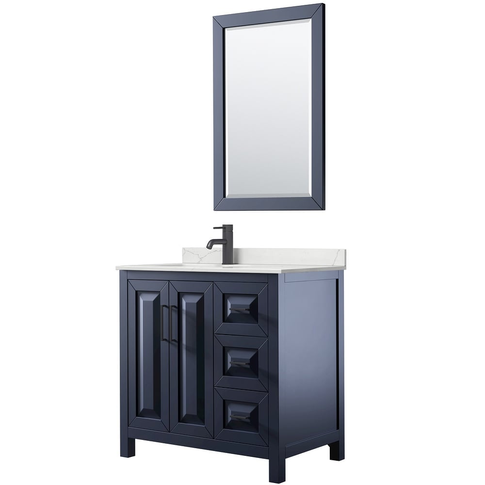 Daria 36-inch Single Vanity, Single Hole Quartz Top, 24-inch Mirror