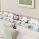 preview thumbnail 6 of 7, Queen Floating Upholstered Bed Frame with LED Lights, Charging Station, Storage Headboard, No Box Spring Needed, Blue Geometry