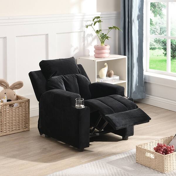 slide 2 of 32, Kid Recliner Chair with One Cup Holder Black