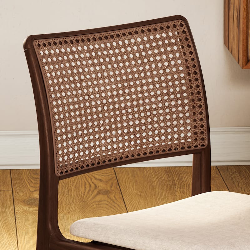 Modern Brazilian - Charlotte - Cane Side Chair - Medley Ivory Seat - Ebano Frame - Natural Cane Webbing