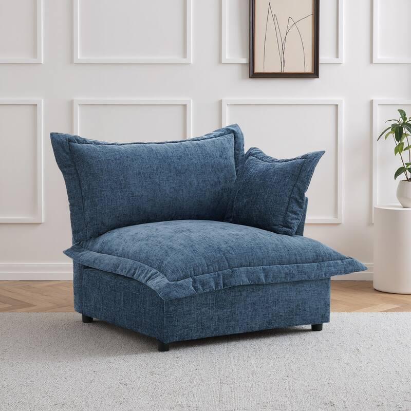 Upholstered Chenille Arm Club Chair Cloud corner cahir - Navy-right facing - Corner Chair
