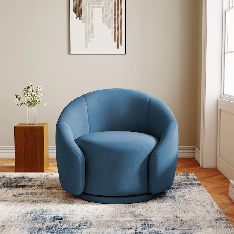 35" Wide 360-Degree Swivel Accent Barrel Chair