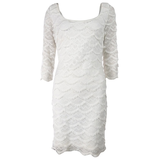3 4 Sleeve White Lace Dress
