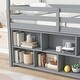 preview thumbnail 5 of 26, Twin Size Wooden House Loft Bed With Roof Frame, Under Bed Shelving Storage Unit, Guardrails, Ladder
