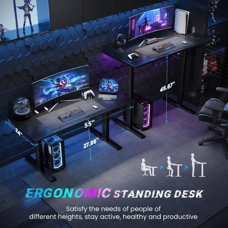 SIAGO 48 x 24 Inch Computer Desk Height Adjustable Electric Sit Stand Up Desk