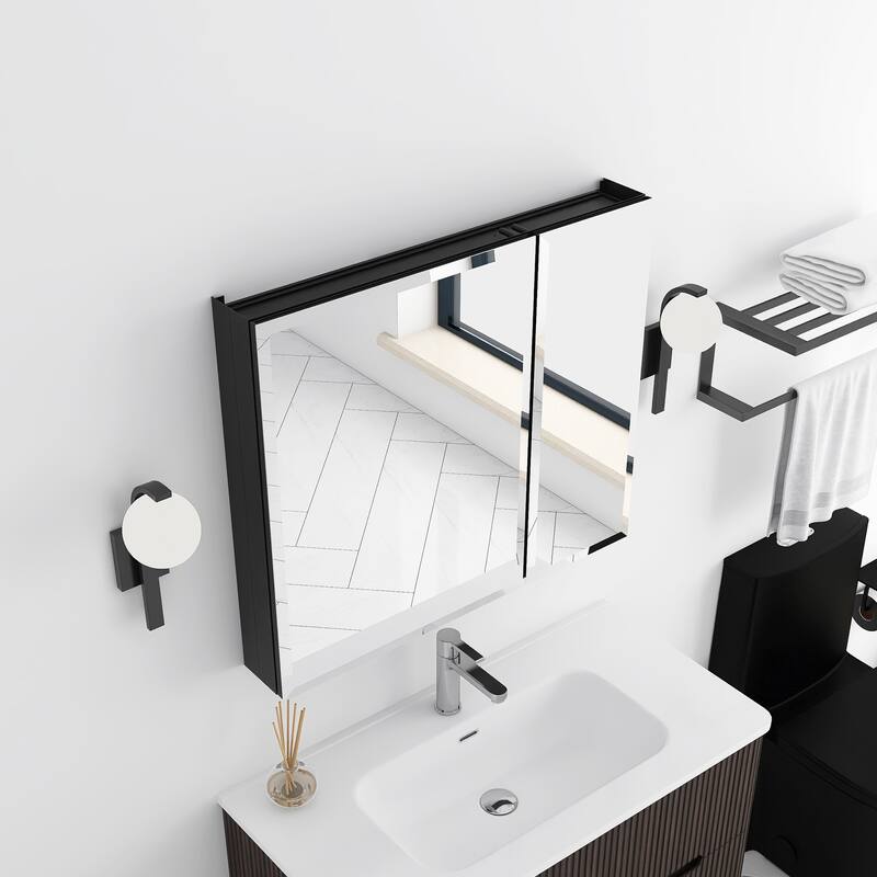 Rectangular Aluminum Medicine Cabinet with Mirror