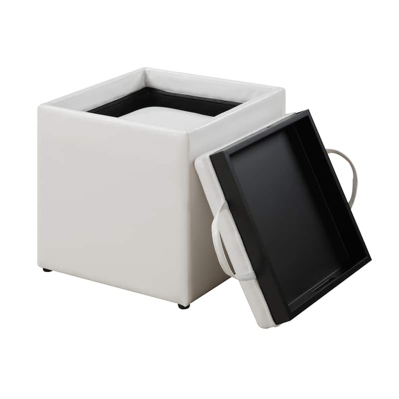 Single Ottoman with Stool - Compact Multi-Purpose Seating and Hidden Storage for Living Room, Bedroom, or Entryway Decor