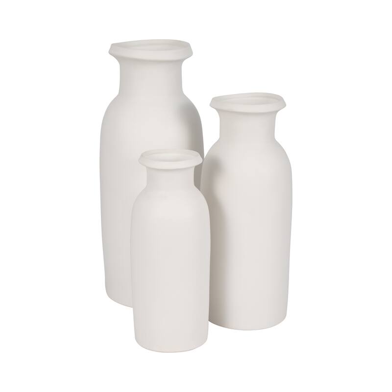 Sagebrook Home White Solid Color Ceramic Tall Slim Vase