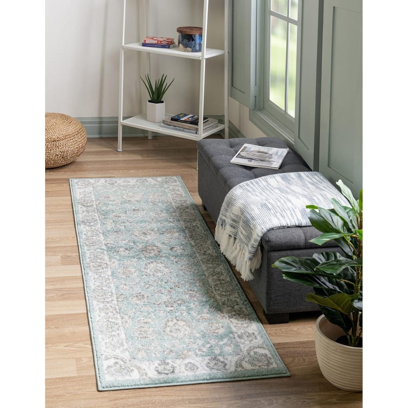 Traditional Taylor Collection Area Rug - Aqua - 2'x8'