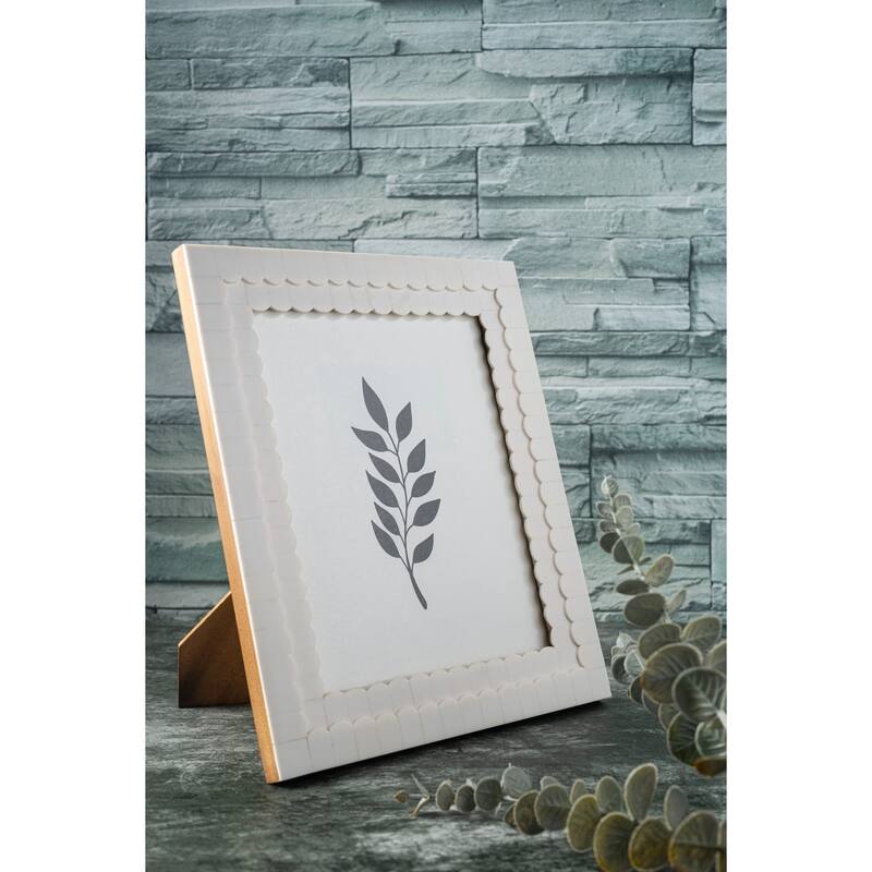 Rectangular Flower Border Picture Frame - for 8" x 10" Photo - White
