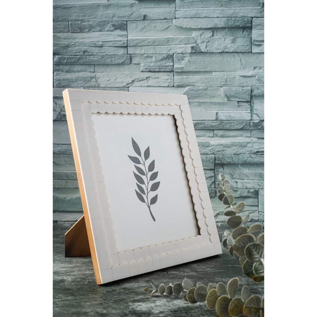 Rectangular Flower Border Picture Frame - for 8" x 10" Photo - White