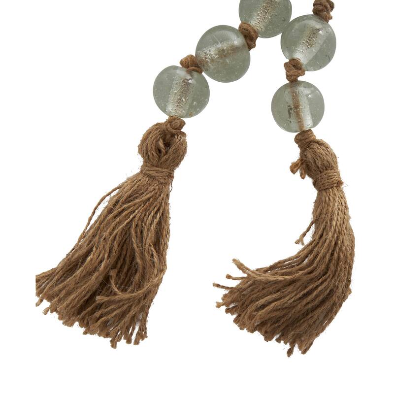 Glass Handmade Round Beaded Garland with Tassel with Knotted Brown Jute - Roche River Decor