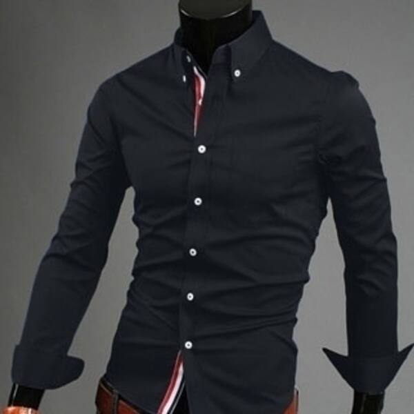 Shop Dress Fashion Long Sleeve Shirt For Men Slim Fit Solid Color
