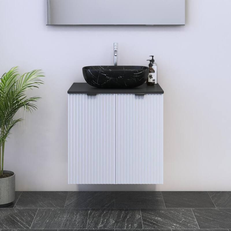 Nicole 2D 60 Floating Bathroom Vanity (24" Width) - 18" Vessel Black - Black