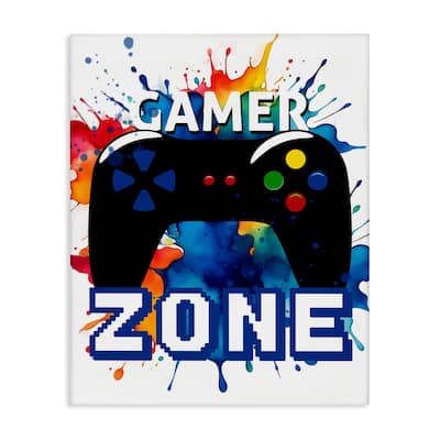 Stupell Vivid Modern Gamer Zone Canvas Wall Art Design By Kim Allen