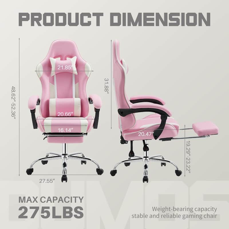 Ergonomic Faux Leather High Back Gaming Chair with Footrest & Linkage Armrests – Black & Gray for Adults
