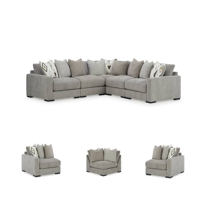 Signature Design by Ashley Aslan Court Gray 5-Piece Sectional - 113" W x 113" D x 36" H