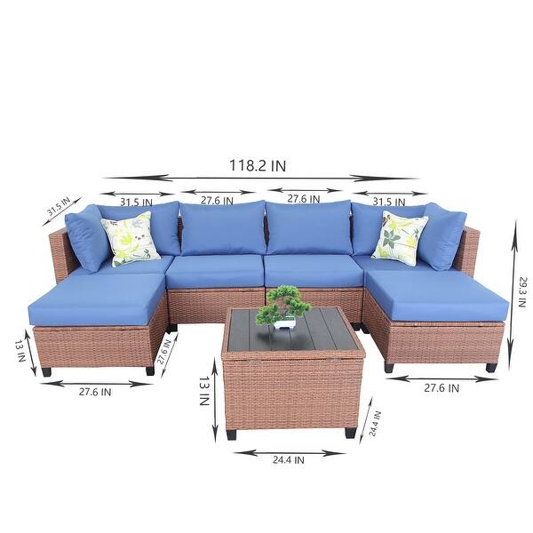 Outdoor Furniture 7 Piece Cushion Pe Rattan Sofa Set