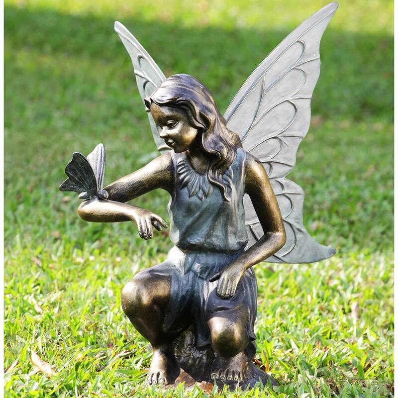 Grace Fairy And Butterfly Garden Sculpture Indoor / Outdoor - 25 X 19.5 X 15 inches