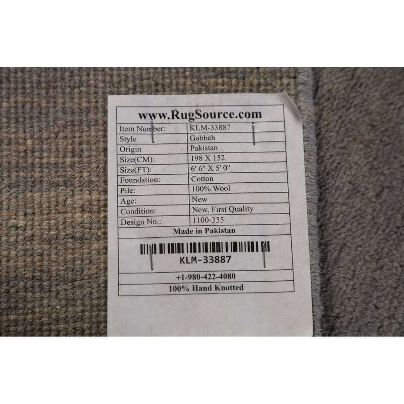 Gray Modern Gabbeh Oriental Area Rug Handmade Wool Carpet - 5'0" x 6'6"