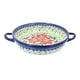 preview thumbnail 5 of 13, Blue Rose Polish Pottery 152 Vena Small Round Baker with Handles Poinsettia