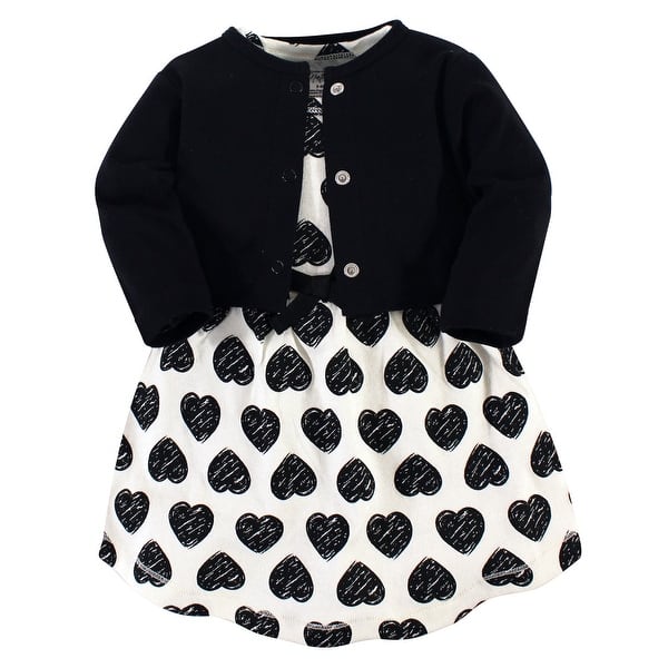 slide 1 of 1, Touched by Nature Toddler Girl Organic Cotton Dress and Cardigan 2pc Set, Heart 2T - Heart