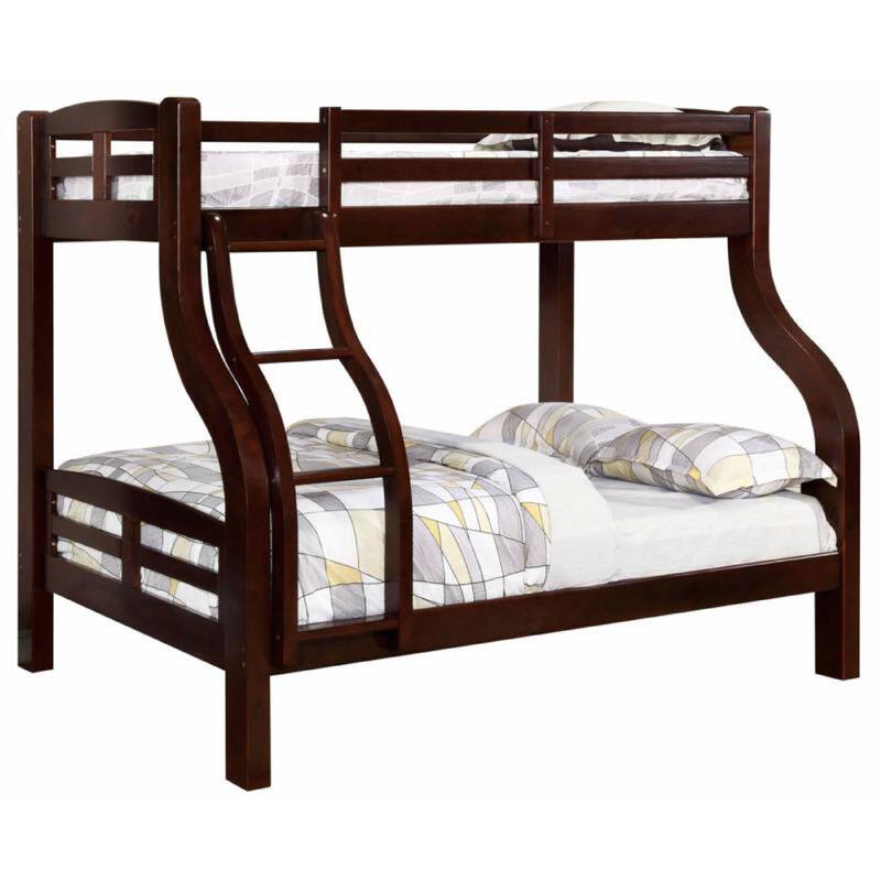 Curved Wood Design Twin/full Bunk Bed, Brown