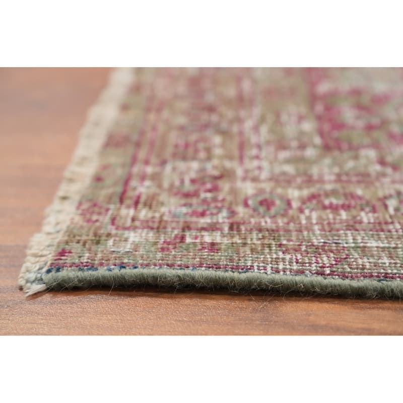 Hand Knotted Oriental 100% Wool Carpet Traditional All-Over Pink Tabriz Area Rug - 11' 11'' X 9' 0''