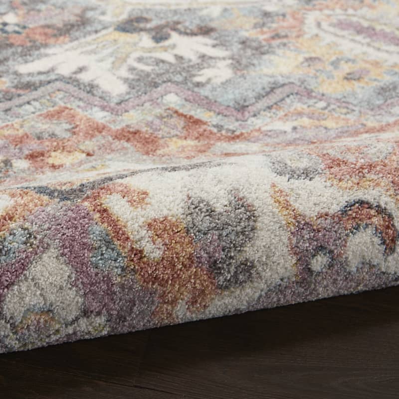 Power Loomed Distressed Floral Traditional Stain Resistant Area Rug - 71' X '47' X '0.5