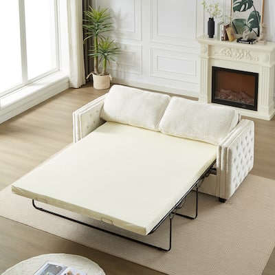 3-Seater Convertible Sleeper Sofa with Memory Foam - Chenille Fabric Couch for Living Rooms