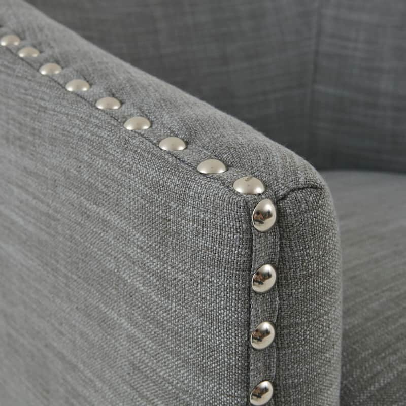 Madison Park Tyler Upholstered Swivel Barrel Chair with Nailheads