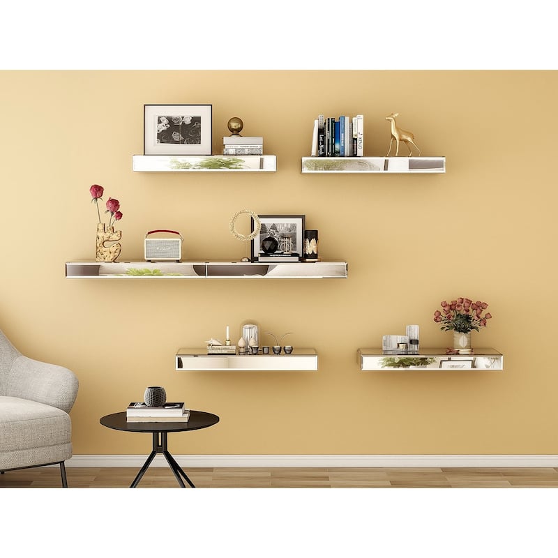 Set of 3 Mirrored Glass Floating Shelves