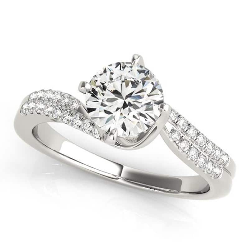 Auriya 14k Gold 1/2ctw Moissanite and Diamond Engagement Ring 1/6ctw - White - 9