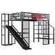preview thumbnail 5 of 22, Full Size Loft Bed with Built-in Desk & Open Wardrobe, Heavy Duty Metal Bedframe with Basketball hoop, Slide and Staircase
